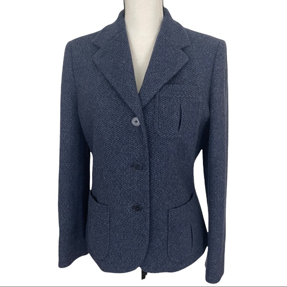 SOLD! Lauren Ralph Lauren Blue Wool Button Up Blazer Jacket Size 8 - Picture 6 of 13